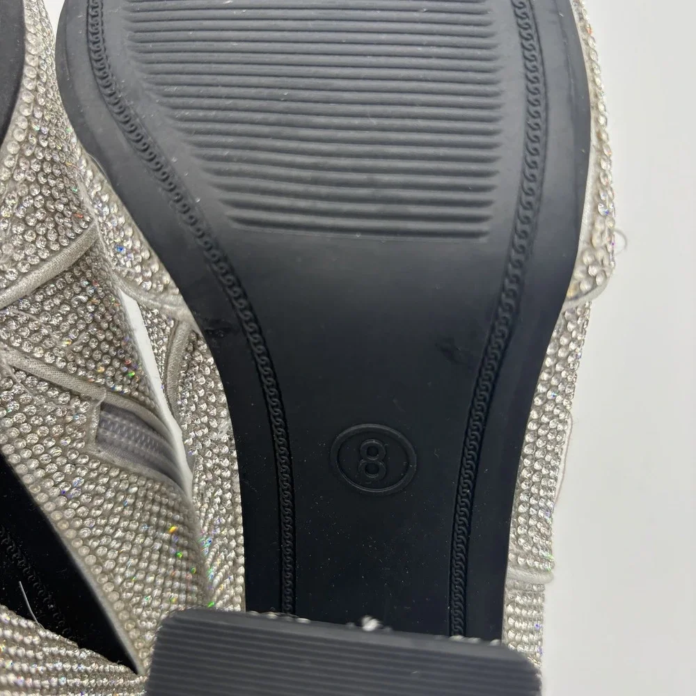 A New Day Silver Rhinestone Glitter Booties Pointed Toe Womens 8 Western Country
